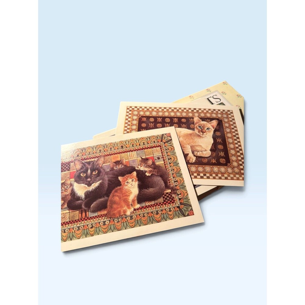 Postcats book and 14 postcards unposted 1989 Lesley Anne Ivory